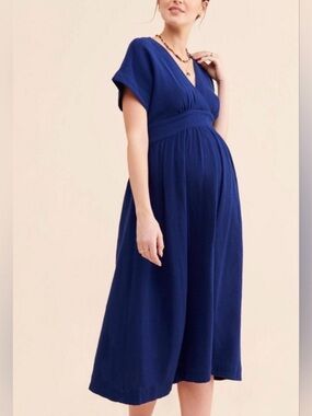 Hatch The Carolina Maternity Dress size 3 (large) navy new with tags